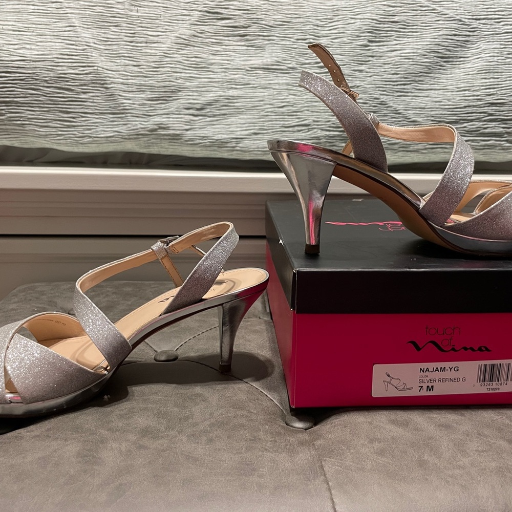 Touch of Nina Sparkling Silver Heels